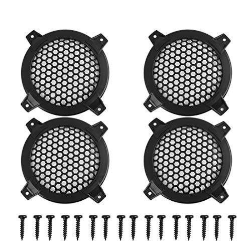 X AUTOHAUX 4pcs Grill Cover 4" Mesh Protector Car Speaker Cover Woofer Subwoofer Grill