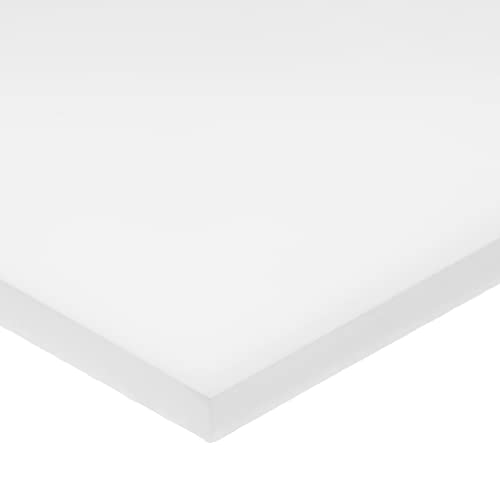 Delrin Acetal Homopolymer Plastic Bar, White, 14 in Thick x 1-12 in Wide x 12 in Long