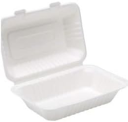 Clamshell Box 8", Disposable Food Container, White, 200 Count