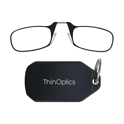 ThinOptics Keychain Case and Readers Rectangular Reading Glasses, Black, 44 mm  2.5