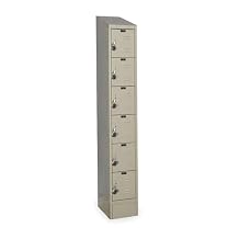 Hallowell URB1288-6ASB-PT Ready-Built 2 Fully Assembled KD Locker, 1-Wide Grouping, 6 Tier, 12" Opening Height, 78" Frame Height, 12" Width x 18" Depth, Parchment