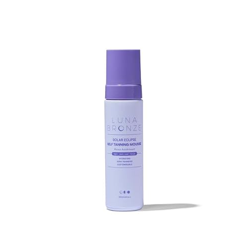 Luna Bronze Solar Eclipse Clear Self Tanning Mousse Light | Streak Free Sunless Tanner Foam | Hydrating with Aloe Vera and Natural DHA | Mess Free, Vegan and Cruelty Free 200ml6.7 fl. oz