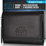 AODA SHIMDU Car Registration Card and Insurance Holder, Glovebox Organizer- Keep Your Important Documents Safe, Protected and Within Arms Reach, Made of Premium Black PU Leather-Include 0.7 mm Pen