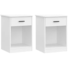 Panana Nightstand, 2-Tier Side Table with 1 Drawer and Open Storage Wood Bedside End Tables for Bedroom (1, White)