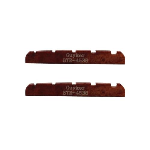 Guyker Bass Guitar Bone Nut - 5 String Flat Bottom Pre-Slotted Bone Nuts Replacement Parts Accessories for PB JB Precision Bass Jazz Bass Set of 2 Red, 45x3.5x6mm BTR-4536