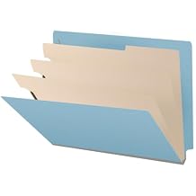 Pressboard Classification Folders, Full Cut End Tab, Letter Size, 3 Dividers, Blue (Box of 10)