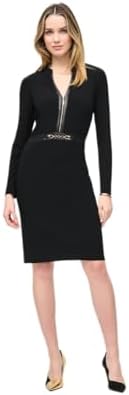 Joseph Ribkoff Womens Silky Knit and Leatherette Sheath Dress