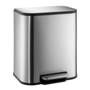Patikuin Stainless Steel Kitchen Trash Can with Lid, Large Step-on Garbage Can, Rustproof Metal Bin with Soft Close, Inner Bucket & Rear Handle, Silver, 20L