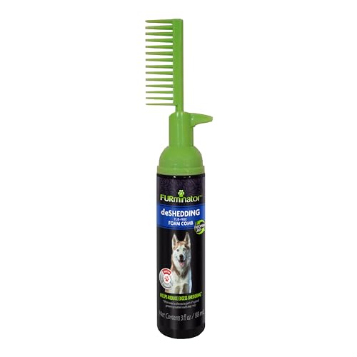 FURminator Tub-Free Deshedding Foam Comb, 3 Ounces, Grooming Comb for Dogs Helps Freshen Coat and Reduce Odors with No Rinsing