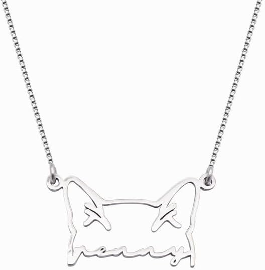 XVX Custom Engraved Pet Mom Necklace with Personalized Portrait for Cat and Dog Lovers-Silver