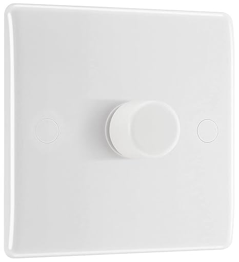 BG Electrical Intelligent Single Wall Dimmer Switch, 2 Way, Round Edge, Nexus 800 Series, White Moulded, 200W, 881