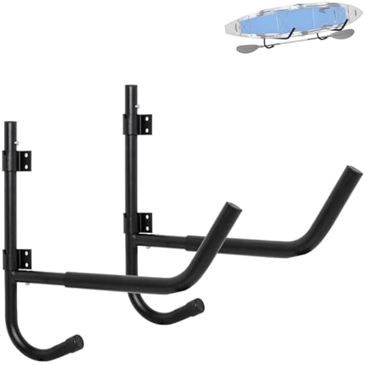 Wall Mount Kayak Storage Rack, Space-Saving Kayak Hanging System with Adjustable Cradle Arms for Various Sized Kayaks, Canoes Boat, Paddles