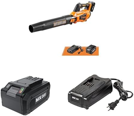 LawnMaster CLBL2417A Cordless Blower 24V Max with 4.0Ah Battery and a Charger + 24LB4005-CN 24V 4.0Ah Battery + MX24V Battery Charger 24LFC14-ETL