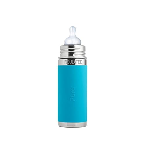 Pura Kiki 7oz Stainless Steel Insulated Infant Bottle Includes Silicone Medium-Flow Nipple & Sleeve Anti-Colic, Plastic-Free, MadeSafe Certified