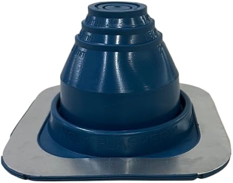Flashers #1 Blue EPDM Square Flexible Roof Jack Pipe Boot Metal Roofing Pipe Flashing (Fits Pipe OD 1/4" to 2") - 100% Made in The USA