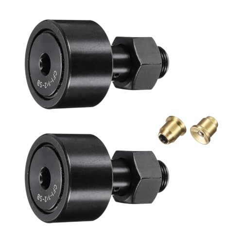 uxcell 2Pcs CF-1-12-SB CR24 Cam Follower Track Runner Bearings, Chrome Steel Roller Stud Track Bearing, 1-12 Roller Dia, 58-18 UNF Stud Type, for Machine Tool Guide