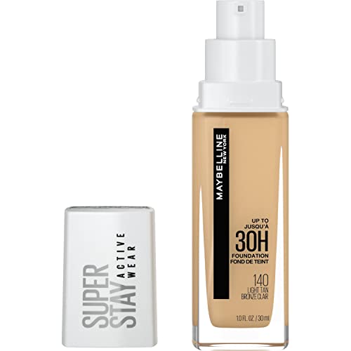 Maybelline Super Stay Full Coverage Liquid Foundation Active Wear Makeup, Up to 30Hr Wear, Transfer, Sweat & Water Resistant, Matte Finish, Light Tan, 1 Count