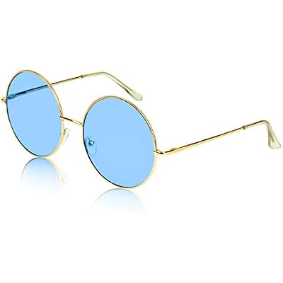 Hippie Sunglasses Janis Joplin 60s Glasses UV UV400 Protection Gold Best Blue