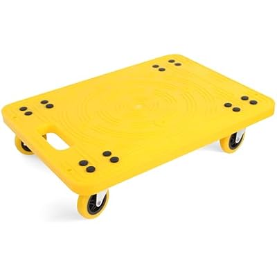 MaxWorks 50840 High Visibility Yellow 300-lb Capacity Movers Dolly with 4 Swivel Casters, 19-12 x 14-12 Platform