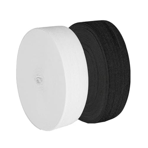 Elastic Band for Sewing, 0.8 Inch Elastic for Sewing Elastic Straps Wig Band Edge Band Knit Spool Sewing Band for Waistbands Pants Clothes & Lace Front Wigs10 Yard Black, 10 Yard White