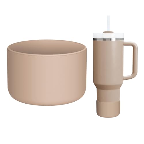 WUQID Silicone Boot Sleeve Compatible with Hydro Flask Travel Tumbler with Handle 32oz&40oz and 12-24oz Hydroflask Bottle & Stanley 20 30 40oz Tumbler, Fit 2.83-2.95in Bottom, Anti-Slip Bottle Cover