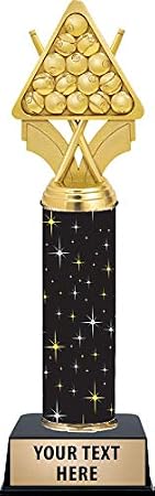 Crown Awards Billiard Trophy, 11" Black Midnight Pool Billiards Trophy, Free Engraving