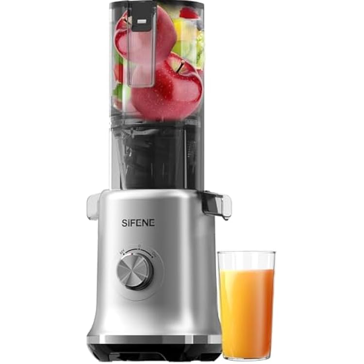 Whole Fruits Cold Press Juicer Machines, 4.3-inch 110mm Powerful Wide Mouth Slow Masticating Juicer with Large Feed Chute for Vegetables and Fruits, Easy to Clean, Gray
