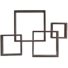 Danya B. BR1023ES Decorative Wall Mount Floating Intersecting Cube Accent Wall Shelf - Espresso