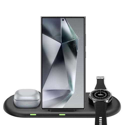 Wireless Charger for Samsung S24 Ultra, 3 in 1 Wireless Charging Station for Samsung Galaxy S24S23 UltraZ Fold 5Flip Z 5S22S22 FES21S20, Charger Stand Dock for Galaxy Buds 32Pro2 ProLive