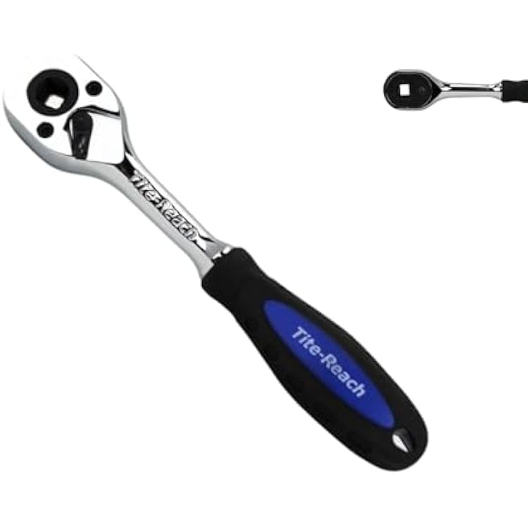 TITE-REACH Original 14 Drive Low Profile Ratchet, Designed Low-Profile Magnetic Sockets, Made for Tight Spaces Comfort Grip Handle
