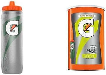 Bundle of Gatorade Insulated Squeeze Bottle, Silver, 30oz + Gatorade Thirst Quencher Powder, Lemon Lime, 76.5 Ounce,Pack of 1