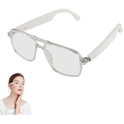 Smart Glasses for Women Men, Anti-Blue Light UV Protection, Voice Control Smart Glasses with Built-in Mic & Speakers, Smart Audio Eyewear for Gaming Meeting (White Frame)