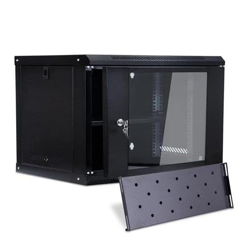 6U Wall Mount Network Rack for 19 Inch Equipment 17 Inch Deep Server Rack Glass Locking Door