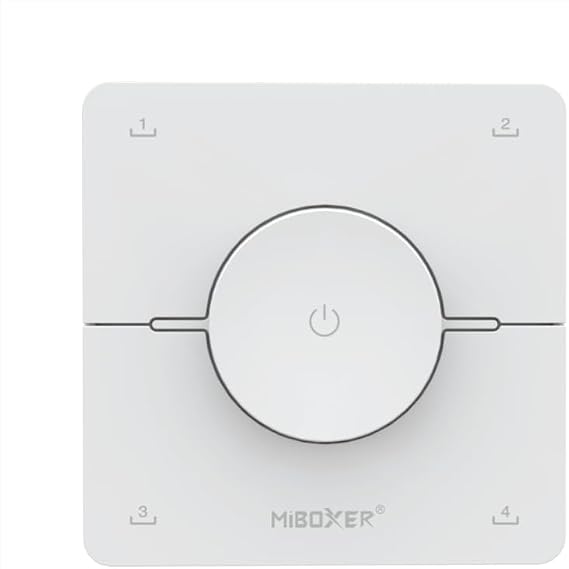 MiBOXER K0-W Rotary CCT Scene Remote, Wireless 2.4GHz LED Dimmer, Color Temperature & Brightness Control, 4 Scene Presets, Magnetic Wall Mount
