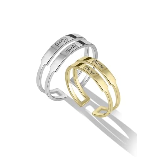 Personalized Name Ring Customized Birthstone Rings Couple Promise Rings Customizable Engagement Christmas, Engagement, Anniversary & Friendship for Couples Him Her Gift