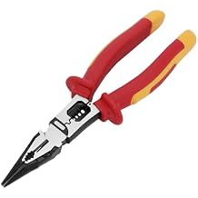 9 Inch 1000V Insulated Needle Nose Pliers, Multipurpose Insulated Long Nose Pliers with Wire Crimper/Stripper/Cutter, Heavy Duty Electrical Plier for Screwing, Crimping, Stripping, Shearing