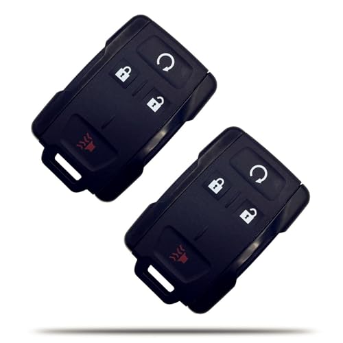 Key Fob Shell Case Replacement for Chevy Silverado Colorado GMC Sierra 1500 2500 3500 HD Canyon 2014-2021 4 Button Keyless Entry Remote Control Car Key Fob Cover Black-Pack2