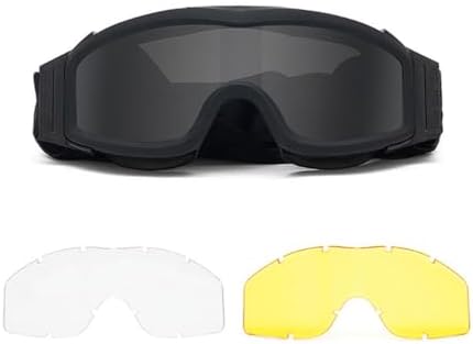 Koyheng Tactical Airsoft Paintball Anti Fog Goggles, with 3 Interchangeable lens Safety Goggles