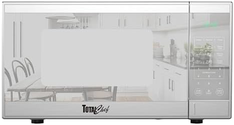 Total Chef 0.9 Cu Ft Microwave Oven Compact Countertop Kitchen Appliance, Small Stainless Steel Microwave with Digital Touch, Pre-Set Functions, 10.6 Turntable, 900 Watt