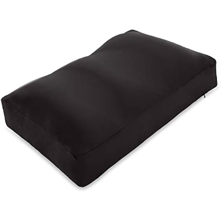 PILLOWY Premium Microbead Bed Pillow, Medium Extra Fluffy But Supportive - Ultra Comfortable Sleep with Silk Like Anti Aging Cover 85% Spandex 15% Nylon Breathable, Cooling Matte Black