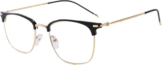 Shiratori Vintage Retro Half Frame Horn Rimmed Optics 43mm Clear Lens Glasses