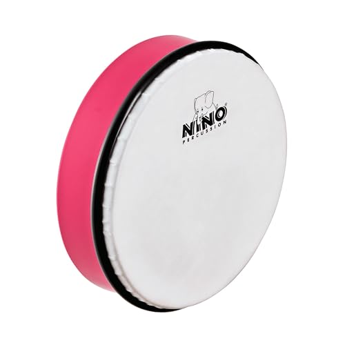 8 Hand Drum with Wooden Beater, Strawberry Pink - NOT MADE IN CHINA - ABS Plastic and Synthetic Heads, Great for Classroom Music,