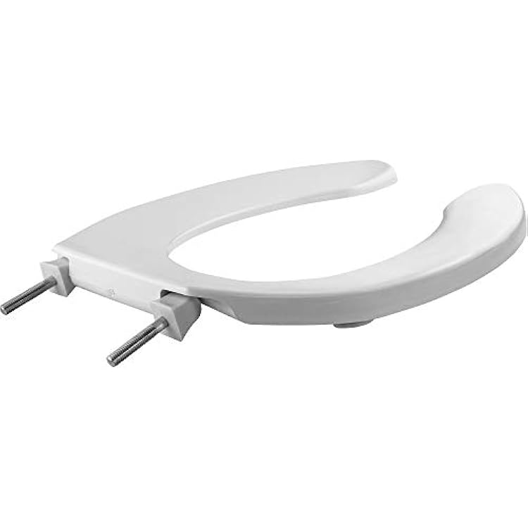 CHURCH 255SSC Commercial Open Front Plastic Toilet Seat, Heavy Duty Industrial Slow Close Seat without Lid, Made in USA, Elongated, White