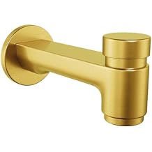 HammerHead Solid Brass Tub Spout with Spring-Loaded Diverter, 6.8" Length, 1/2" FNPT or 3/4" MNPT Thread-On Bath Tub Spout, Heavy-Duty Bathtub Faucet, Brushed Gold