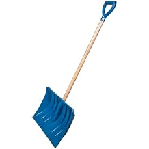Farm-TUFF Heavy Duty Multi-Purpose Shovel - Snow, Barn, Grain, Industrial Use - Large Non-Stick Blade & Ash Hardwood D-Grip Handle - Durable & Lightweight Utility Scoop - Blue, 18in