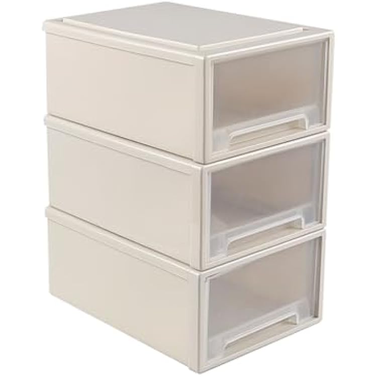 12 Quart Stackable Plastic Drawers, Plastic Compact Stacking Storage Drawer Unit, 3 Packs