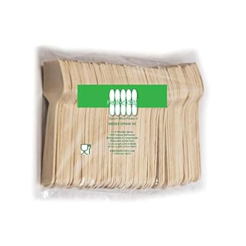 Perfect Stix Green Wooden Square Compostable Cutlery Taster Spoon With Concave, 3-12 Length, 95-100ct