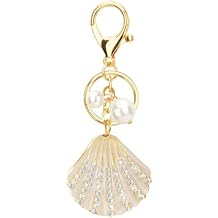 ABLY Pearl Rhinestone Keychain Pendant for Women's Handbags, Elegant Purse Accessories for Car Keys, Wallets and Backpacks