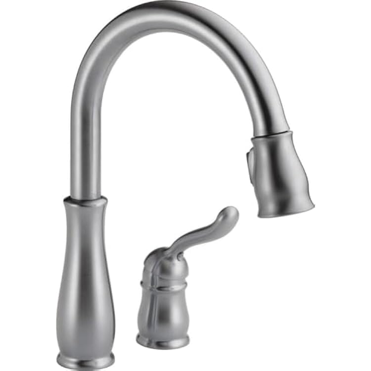 Delta Leland Brushed Nickel Kitchen Faucet with Pull Down Sprayer, Traditional Single Hole Kitchen Sink Faucet, Single Handle, Arctic Stainless 978-AR-DST