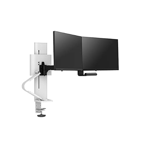 Ergotron TraceTM Dual Monitor Arm, VESA Desk Mount for 2 Monitors Up to 27 Inches, 4.05 to 10.75 lbs Each White